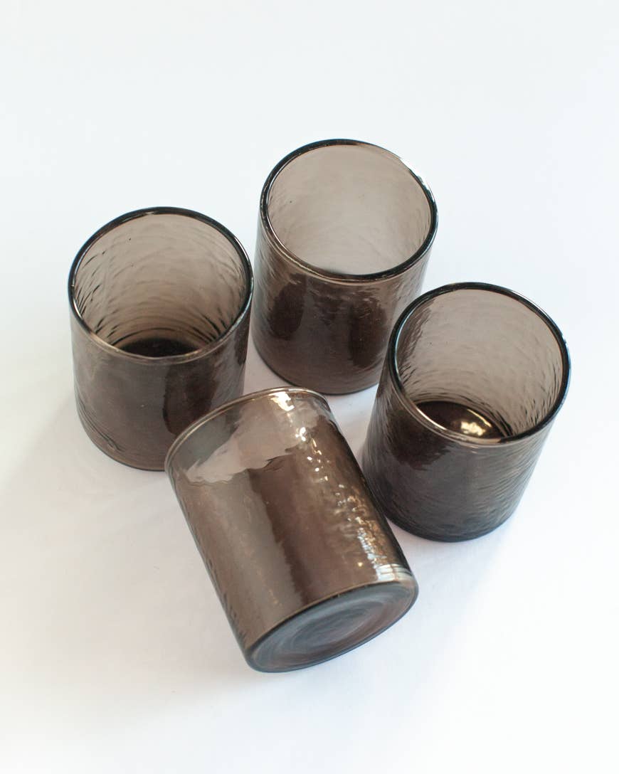 Handblown Hammered Glasses | Set of 4: Clear