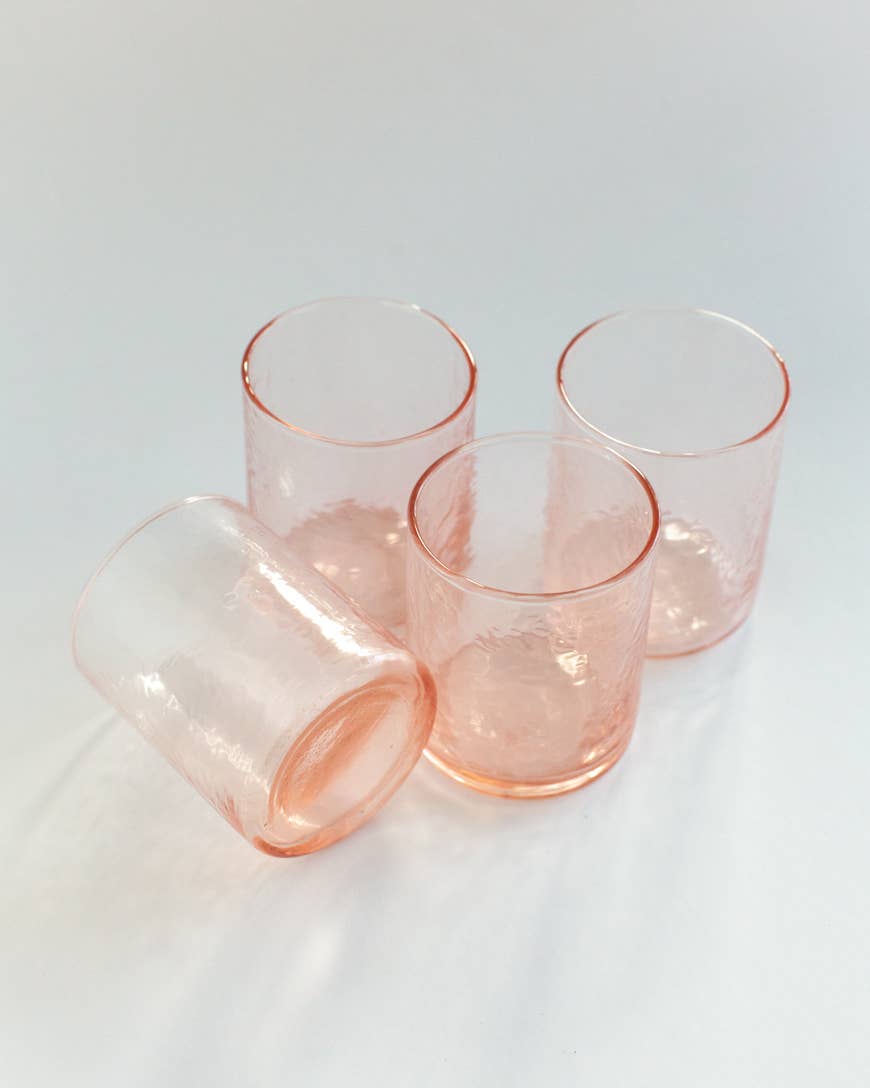 Handblown Hammered Glasses | Set of 4: Clear