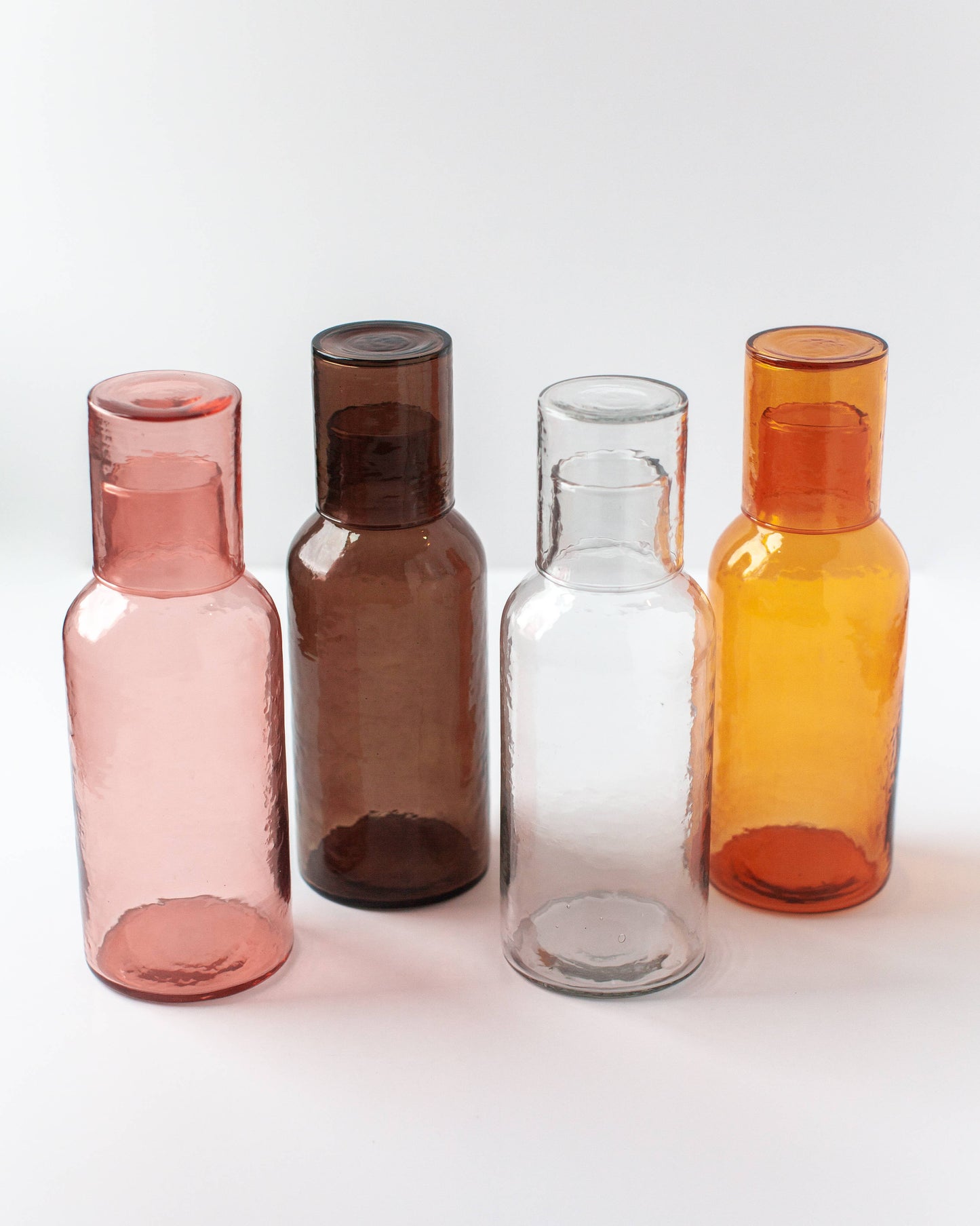 Handblown Hammered Glass Carafe: Amber