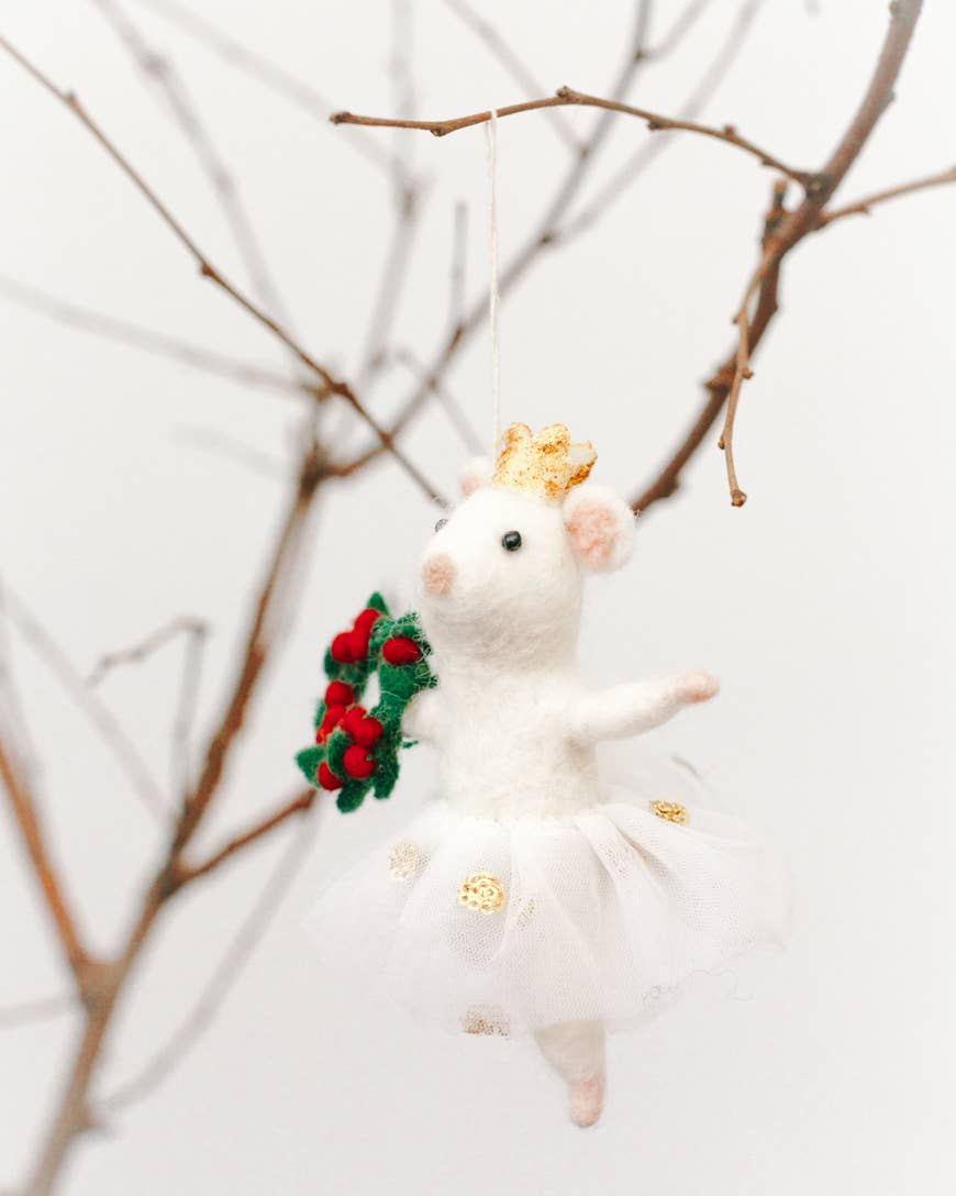 Creative Women - BALLERINA MOUSE FELT ORNAMENT | Handcrafted in Nepal