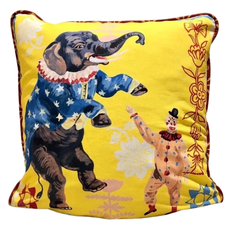 Circus Pillow Tiger Elephant 20 x 20