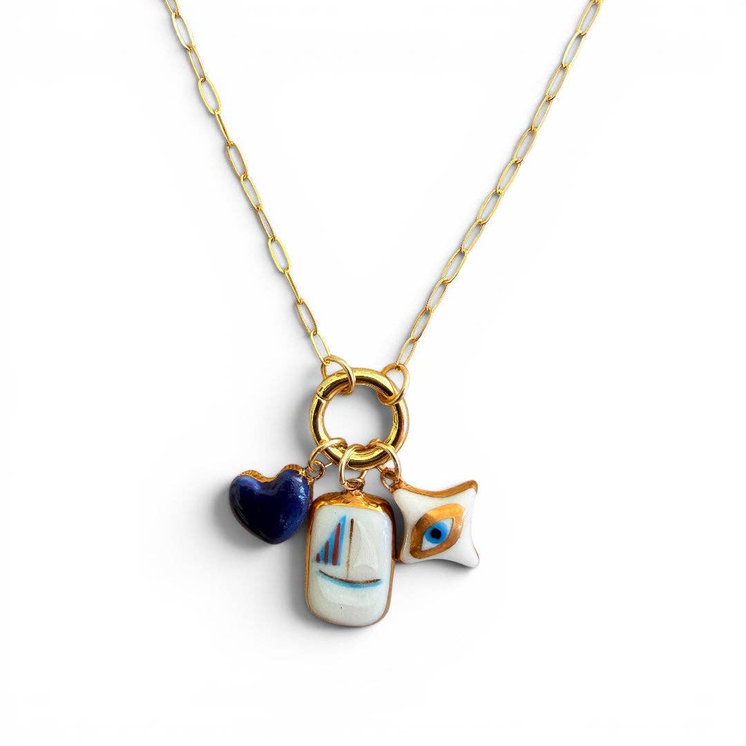 Heart charm: Gold Luster / Small Red