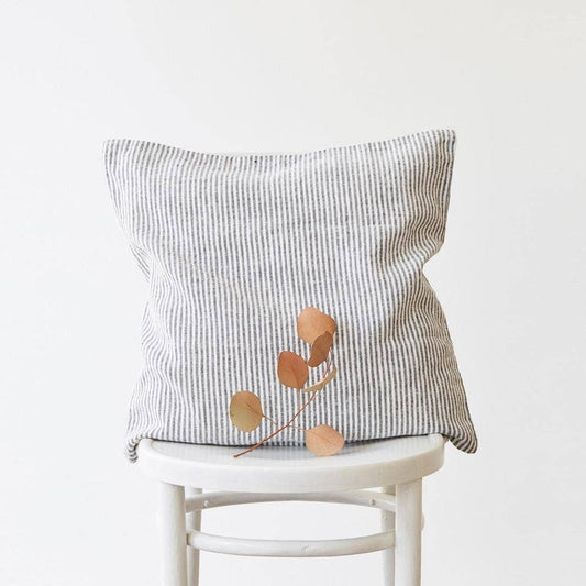 Thin Black Stripe Linen Pillow