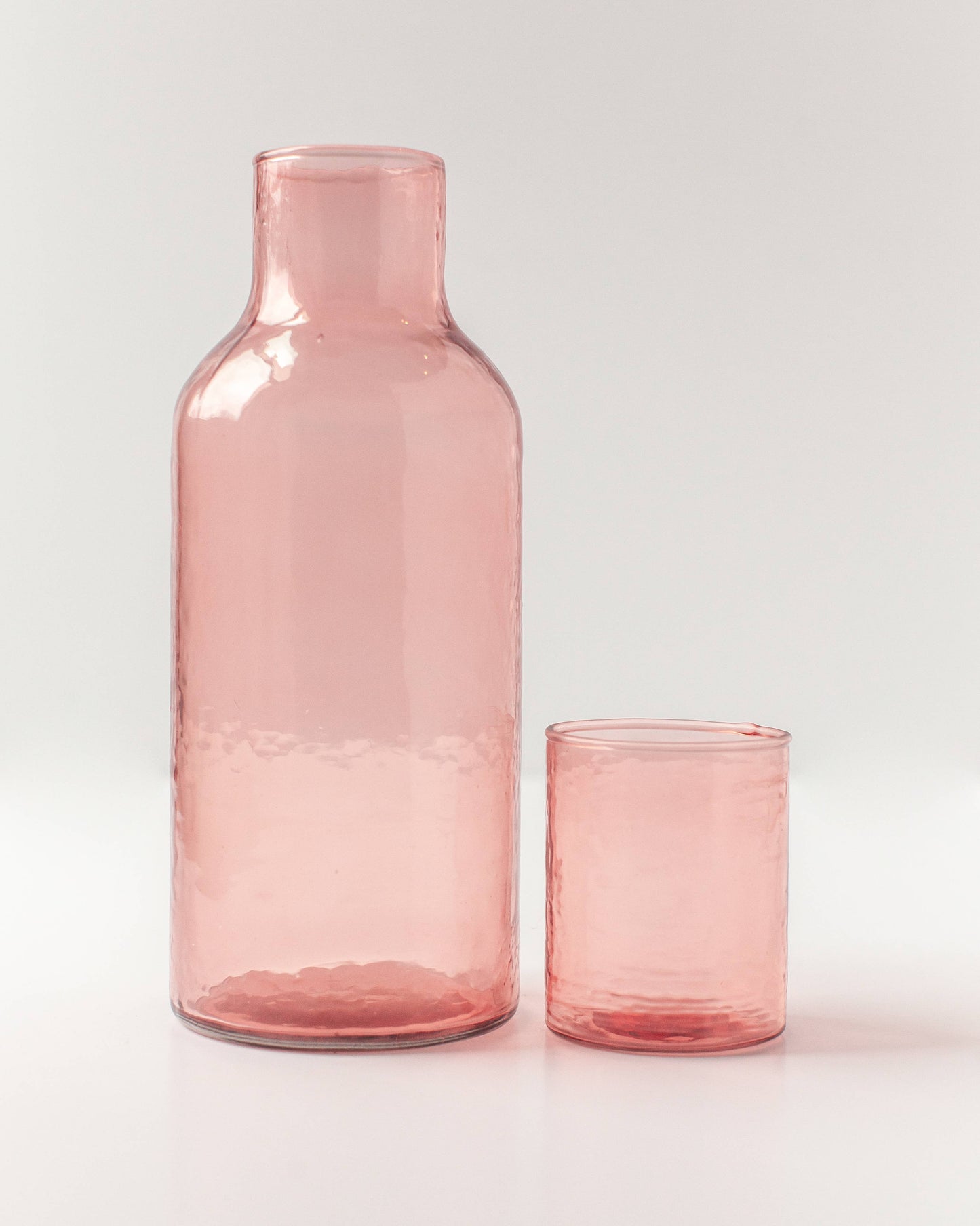 Handblown Hammered Glass Carafe - Blush
