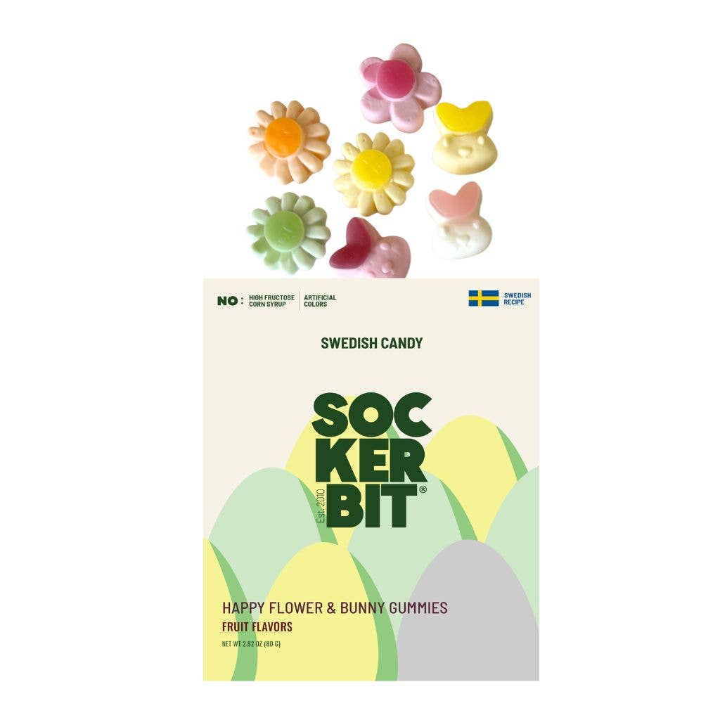 Flowers & Bunnies Swedish Candy Bag 2.8oz Easter