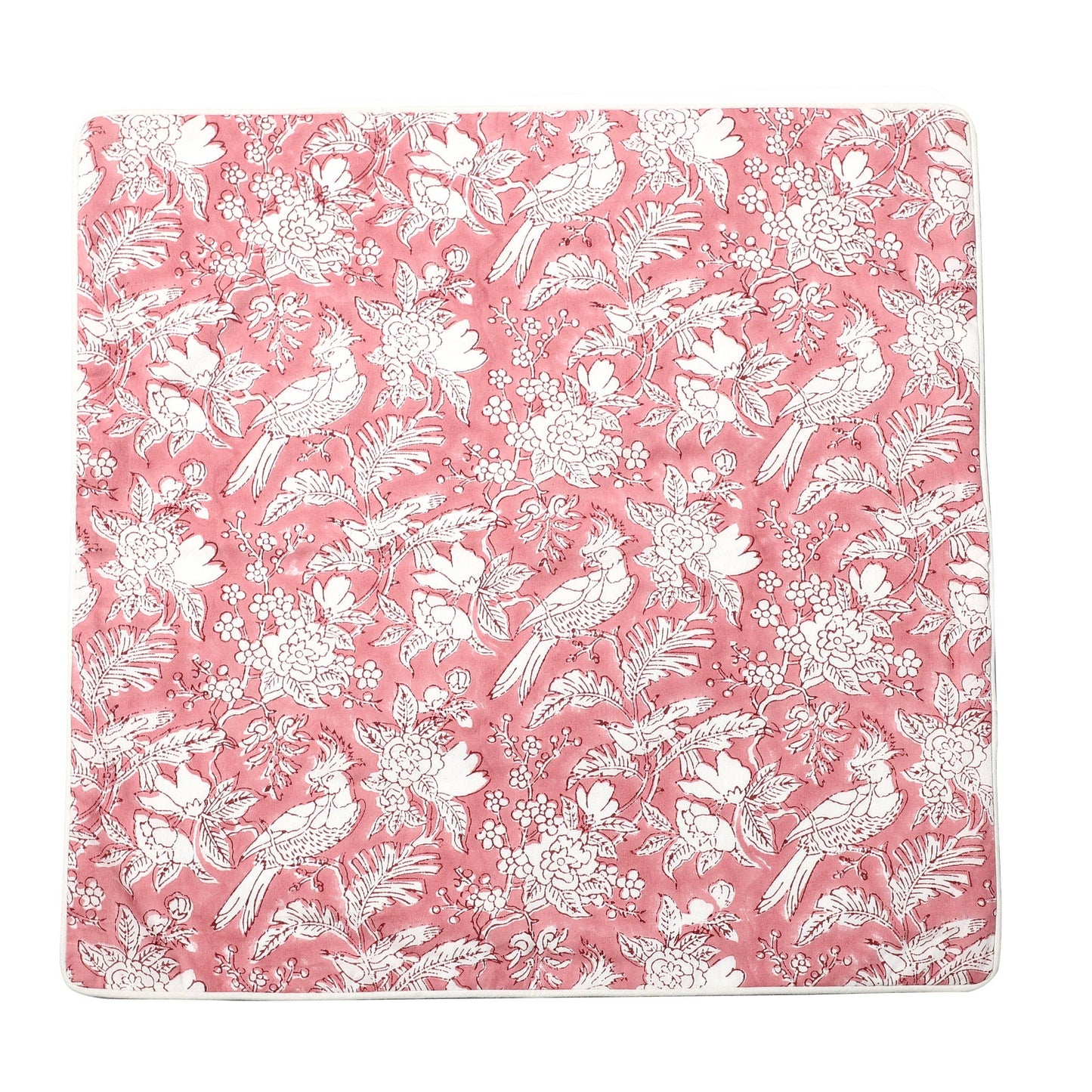 Ruby Red Block Printed Cotton Pillow 20 x 20