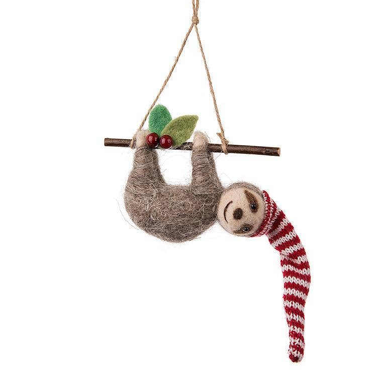 Sloth on Branch Ornament-6"H