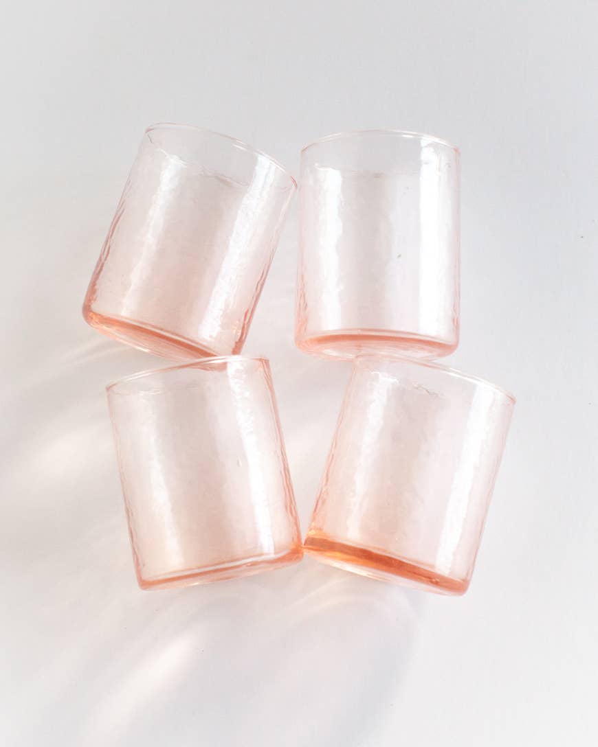 Handblown Hammered Glasses | Set of 4: Blush