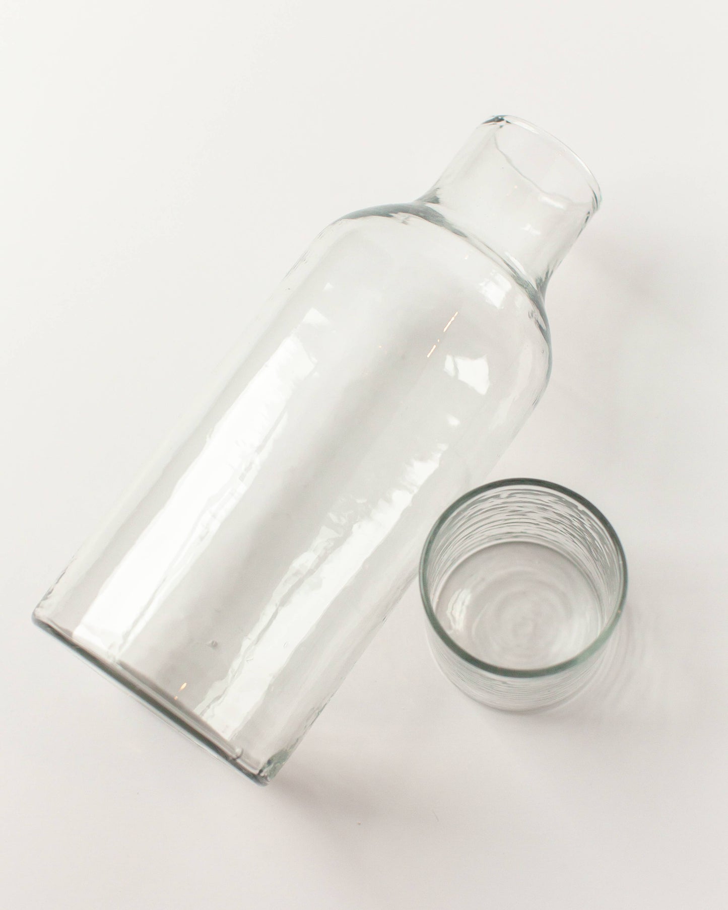 Handblown Hammered Glass Carafe: Amber