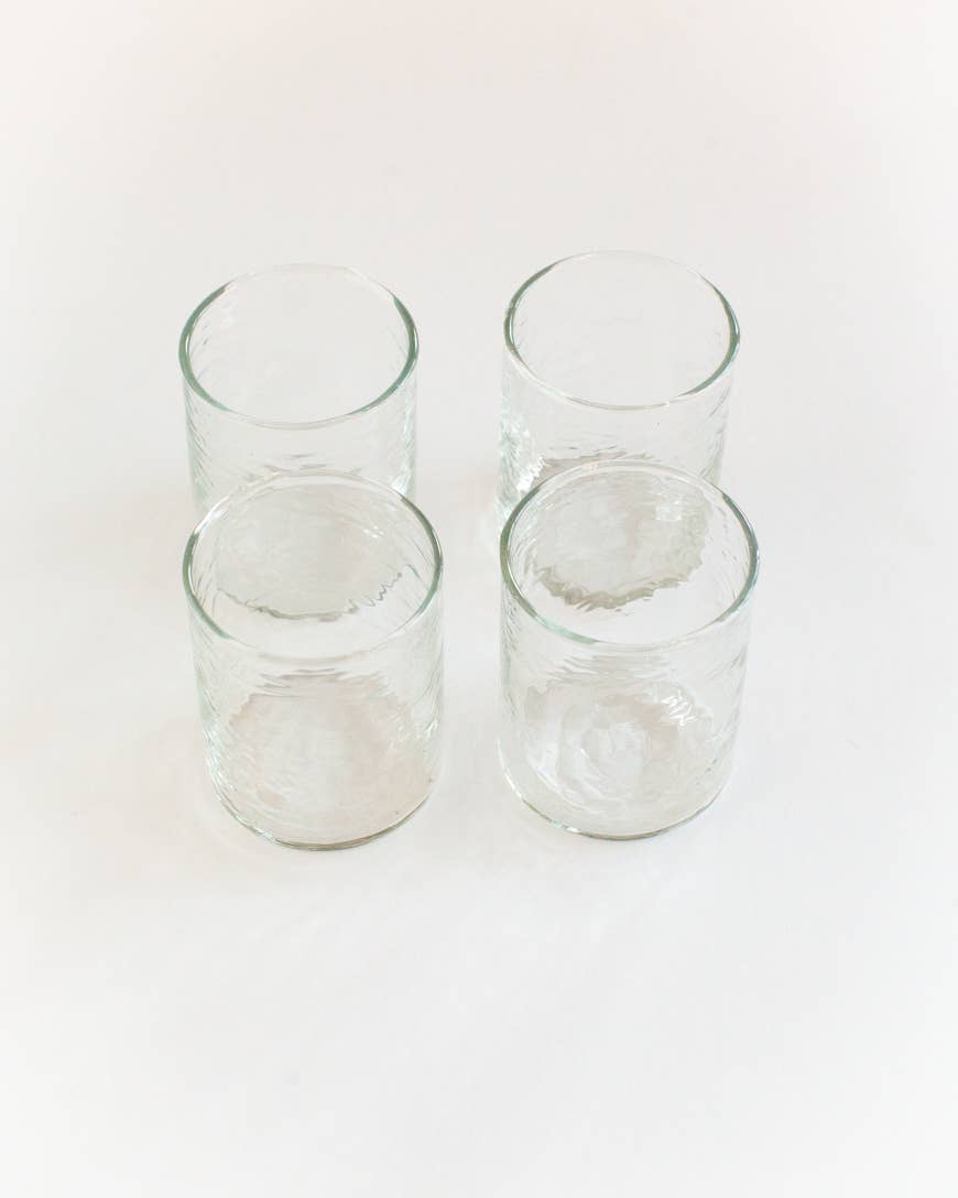 Handblown Hammered Glasses | Set of 4: Clear