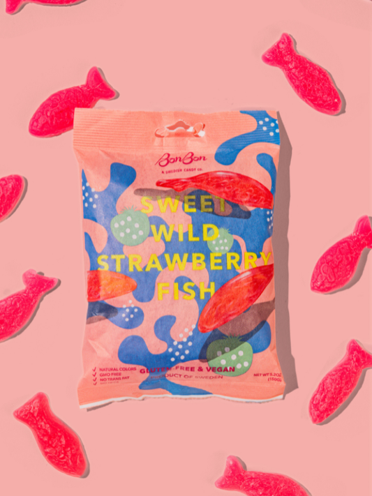 BonBon - A Swedish Candy Co Sweet Wild Strawberry Fish - Swedish Candy 5.2 oz (150 g)
