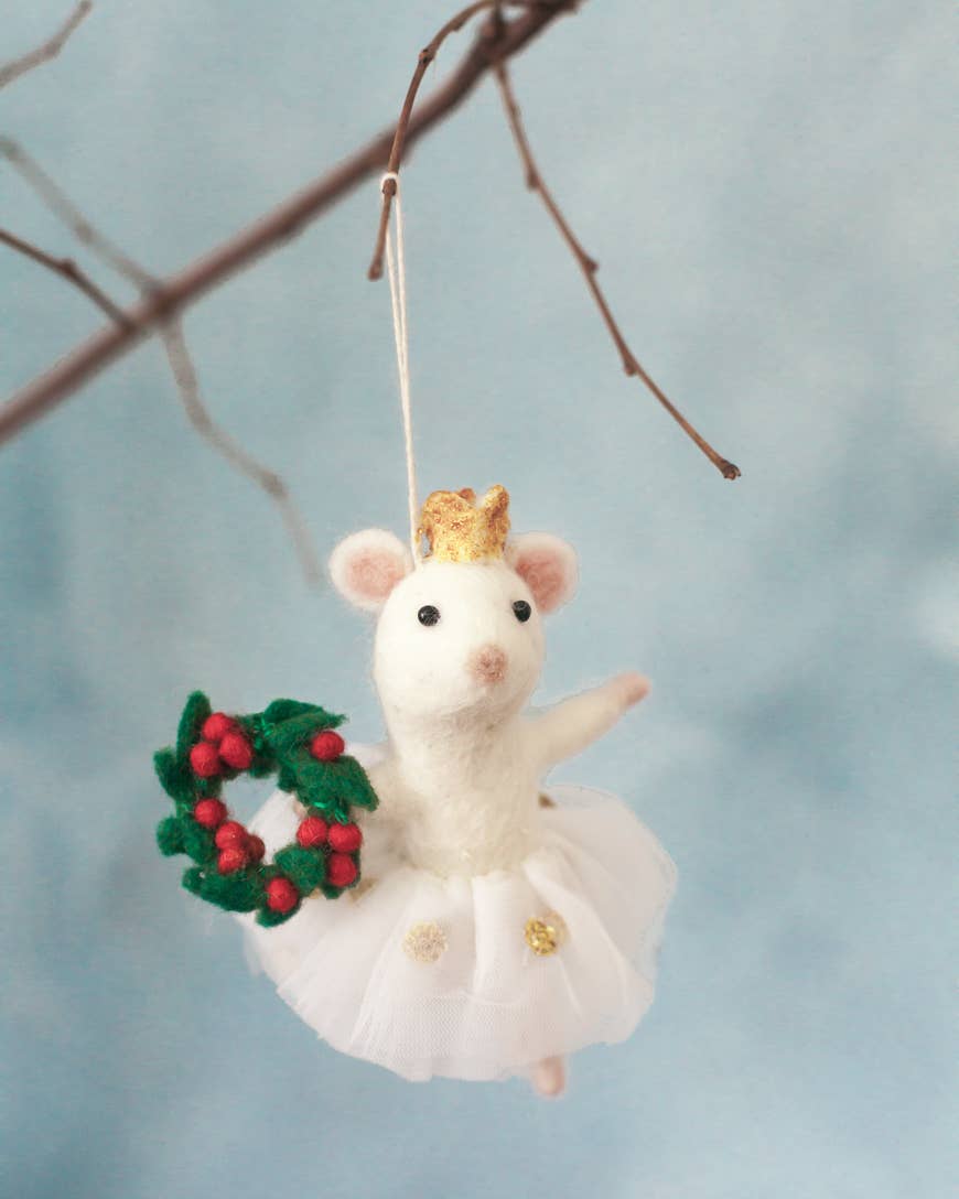 Creative Women - BALLERINA MOUSE FELT ORNAMENT | Handcrafted in Nepal