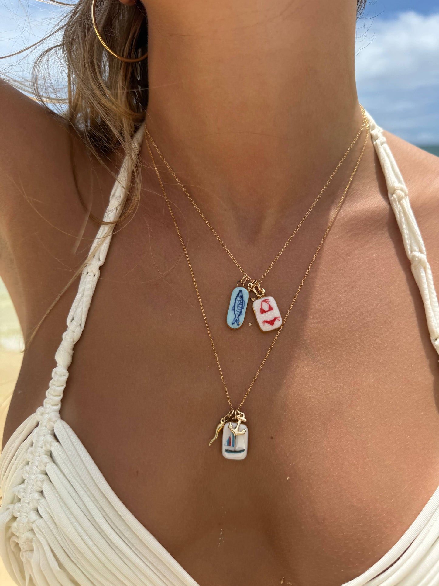 Sailboat Rectangle Charm: Light Blue