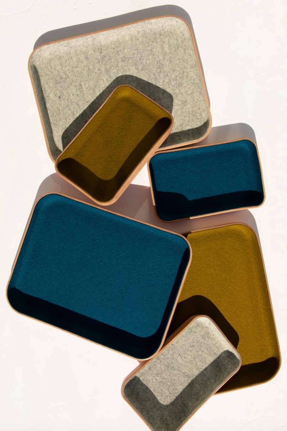 Large Kawabon Leather/Merino Wool Felt Tray granite