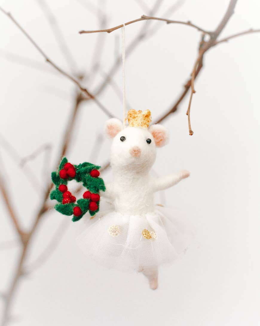 Creative Women - BALLERINA MOUSE FELT ORNAMENT | Handcrafted in Nepal