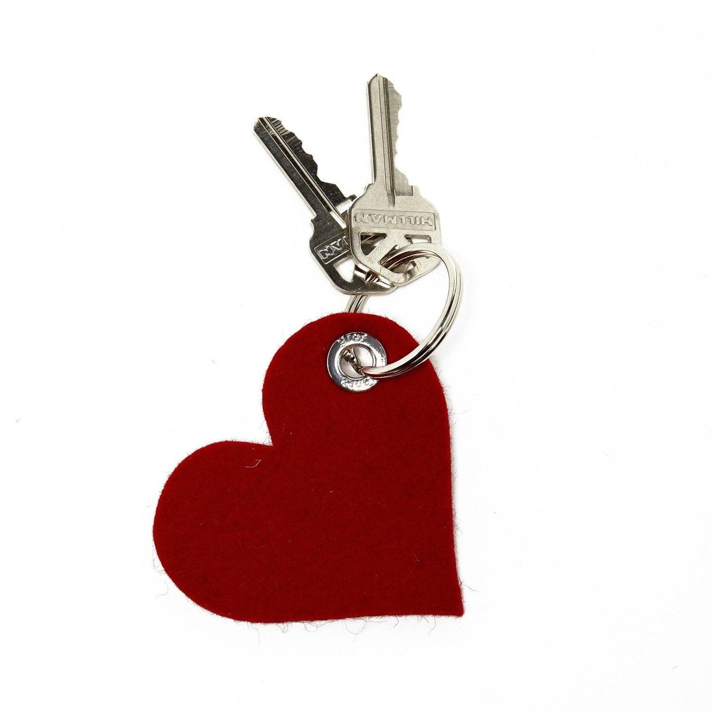 Heart Merino Wool Felt Key Fob Red: Red