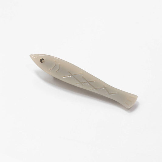 Sardine Fish Hair Clip Set in Silver Acetate with Rhinestone
