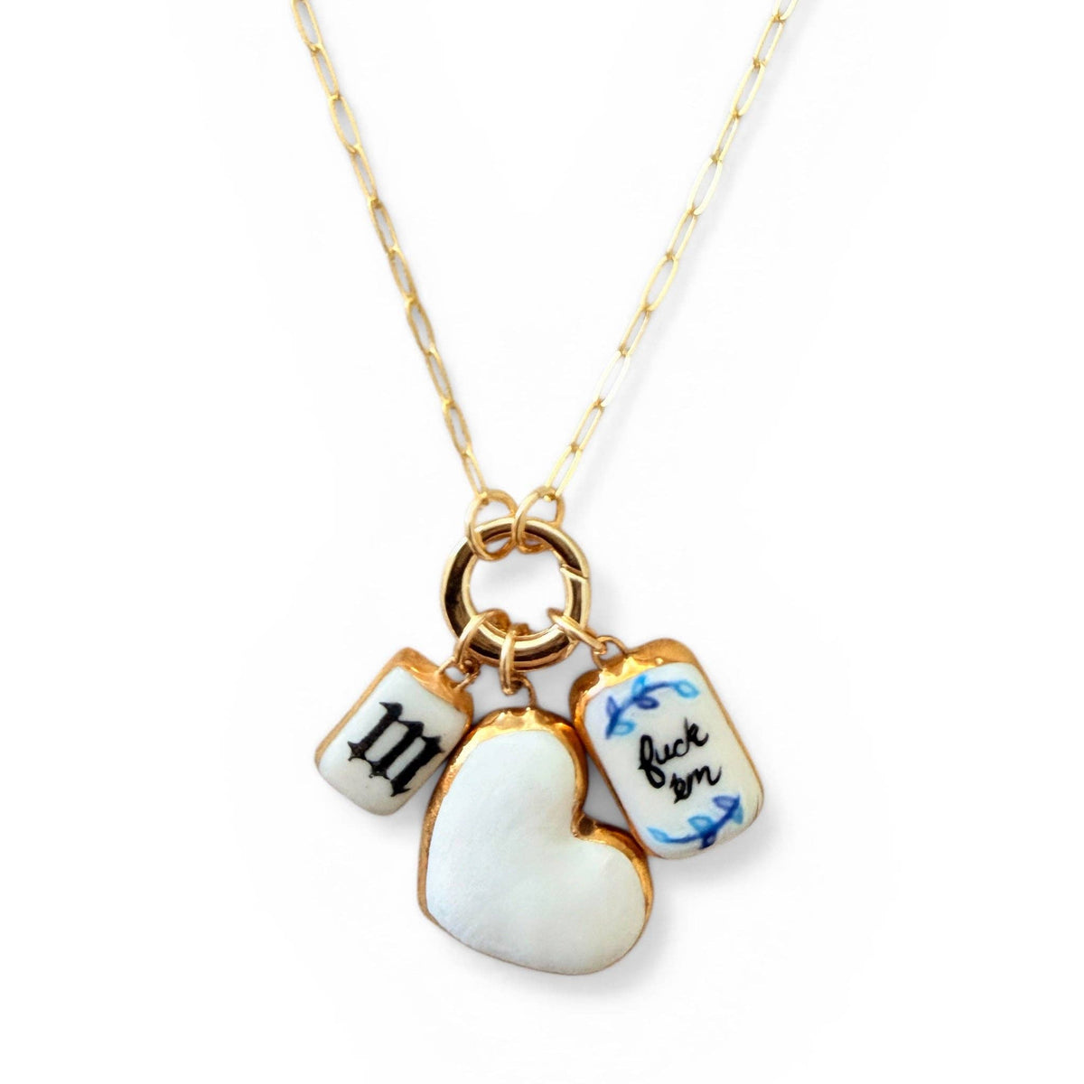 Heart charm: Gold Luster / Small Red