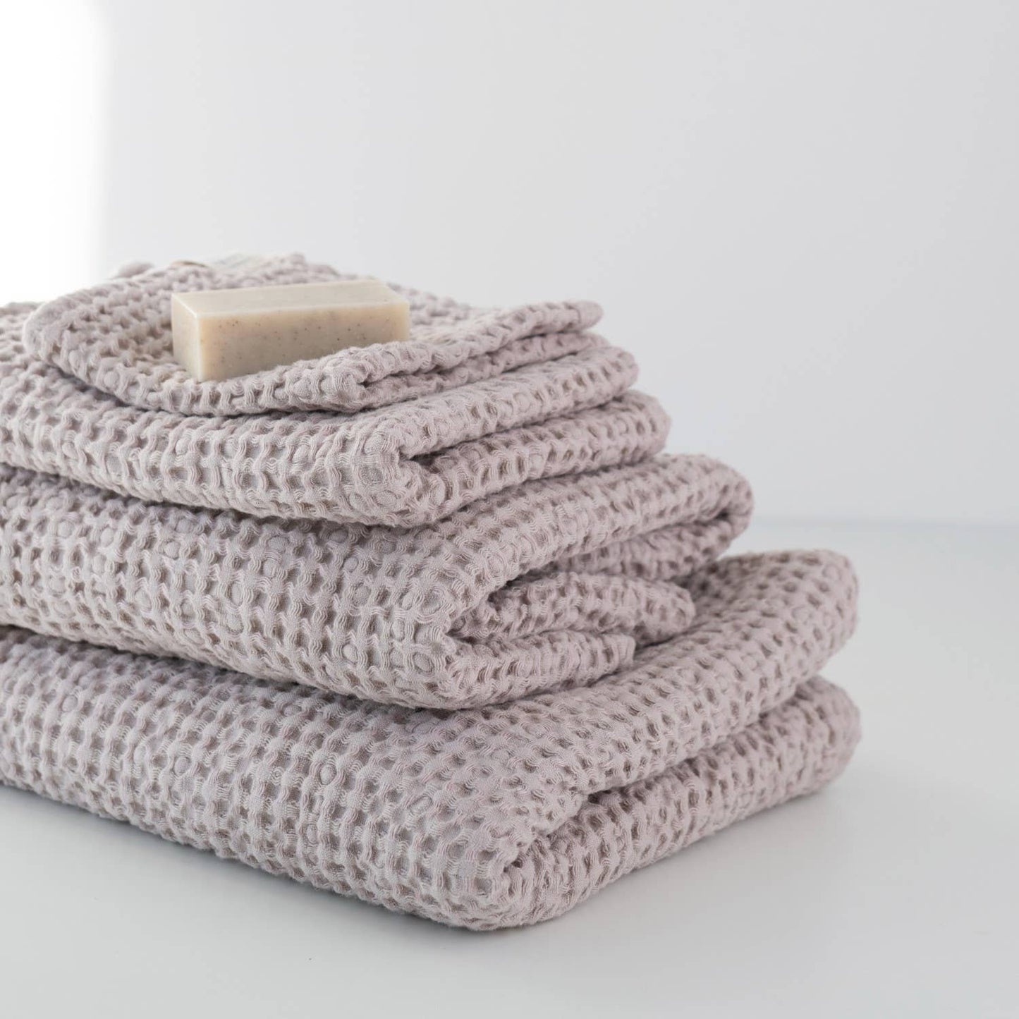 Powder Linen & Cotton Honeycomb Waffle Towels: 39"x55" | 100x140cm