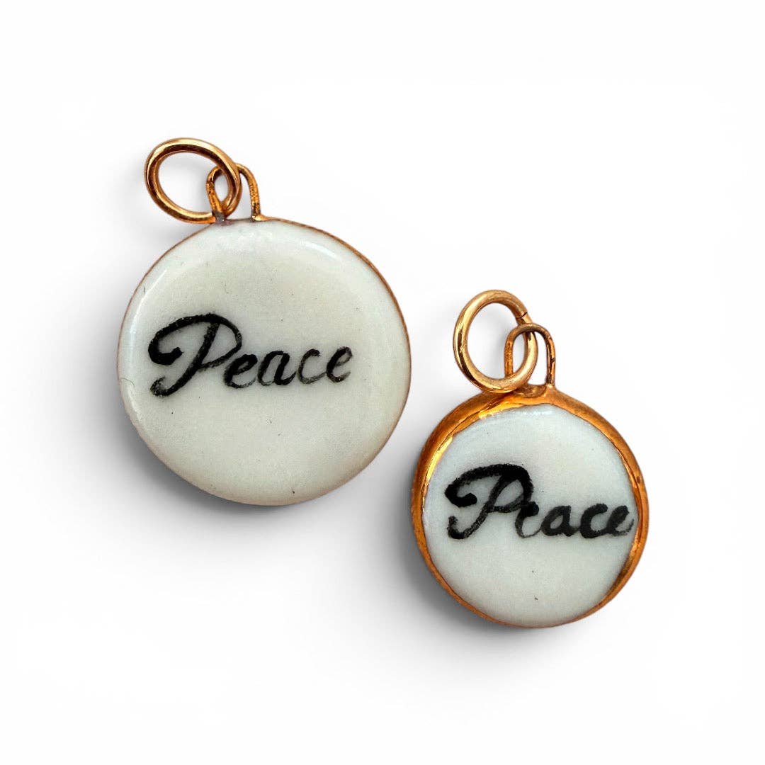 "Peace" Charm: Gold Luster / Small Circle