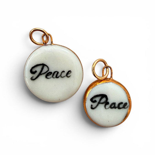 "Peace" Charm: Gold Luster / Small Circle