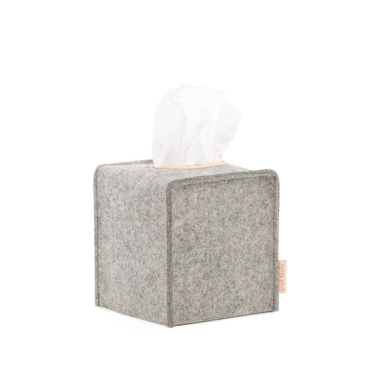 Small Merino Wool Felt Tissue Box Cover Granite: Granite