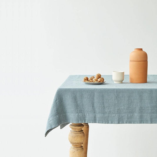 Linen Tales Blue Fog Linen Tablecloth: 55"x118" | 140x300 cm