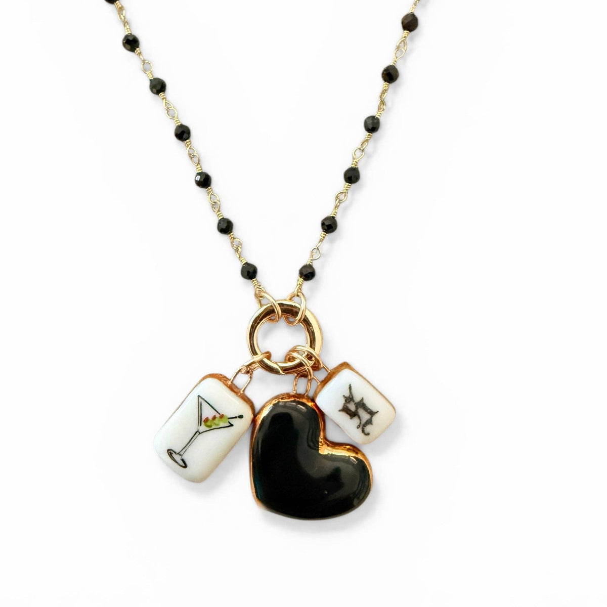 Heart charm: Gold Luster / Small Red