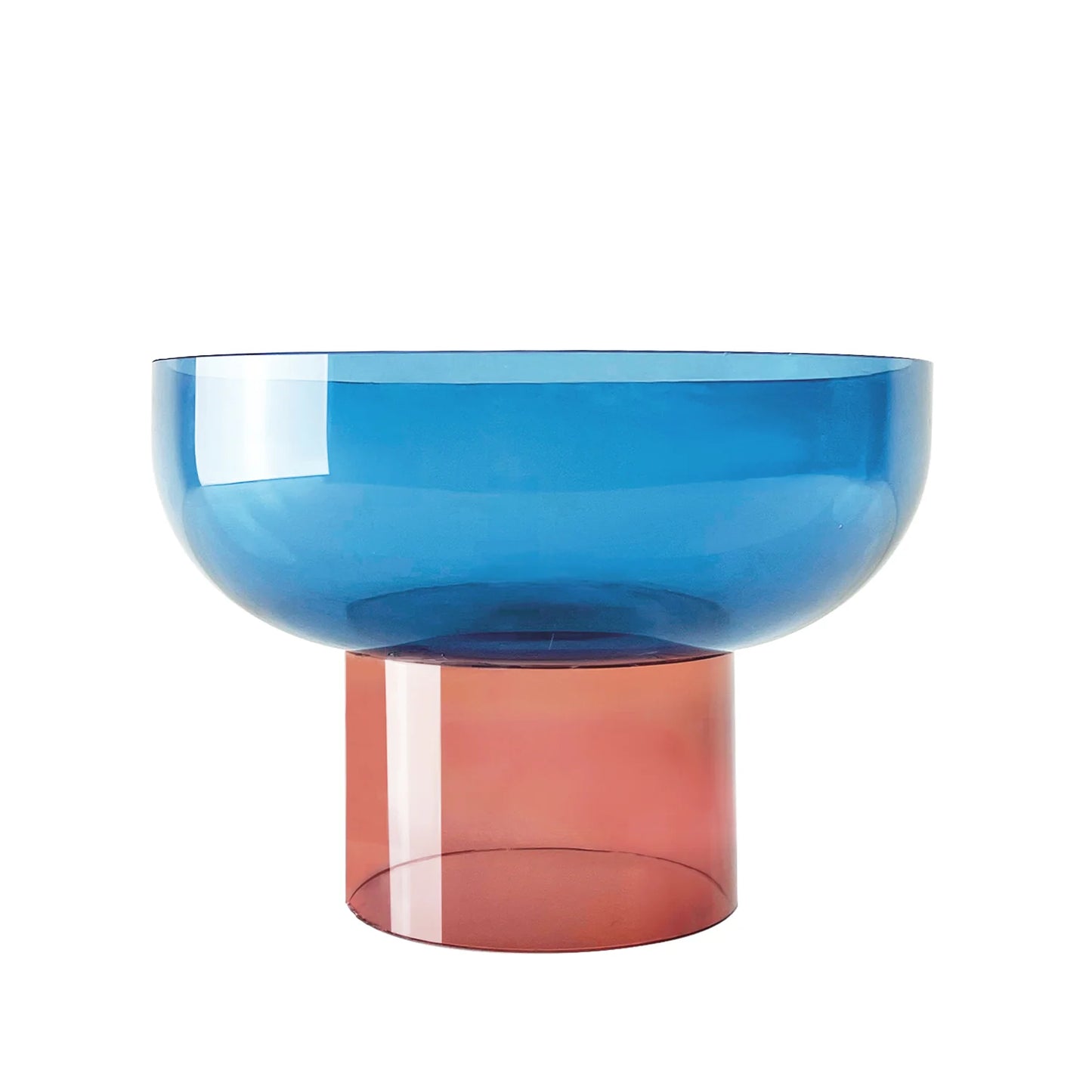 Tip Top Glass Bow - Reversible  BIG Blue and Pink Bowl