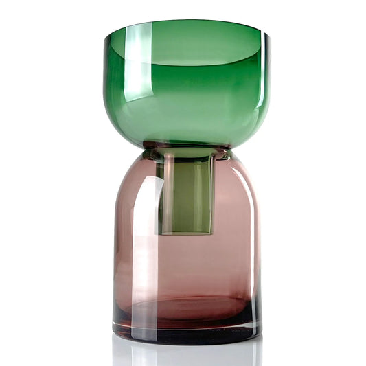 Flip Vase Medium Green and Pink Glass Vase