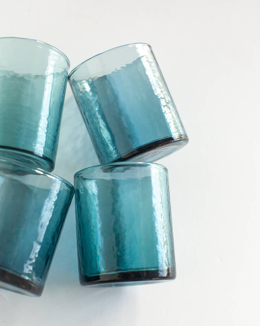 Handblown Hammered Glasses | Set of 4: Amber