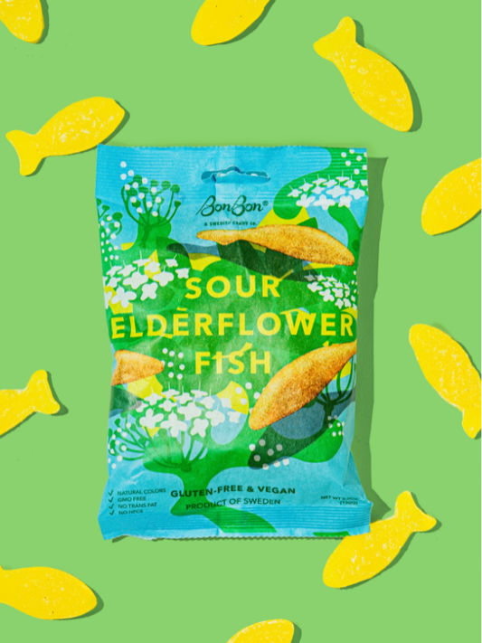 BonBon - A Swedish Candy Co Sour Elderflower Fish - Swedish Candy 5.2 oz (150 g)