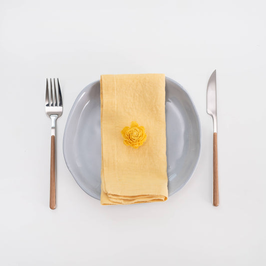Butter Linen Napkins Set of 4: 18"x18" | 45x45 cm