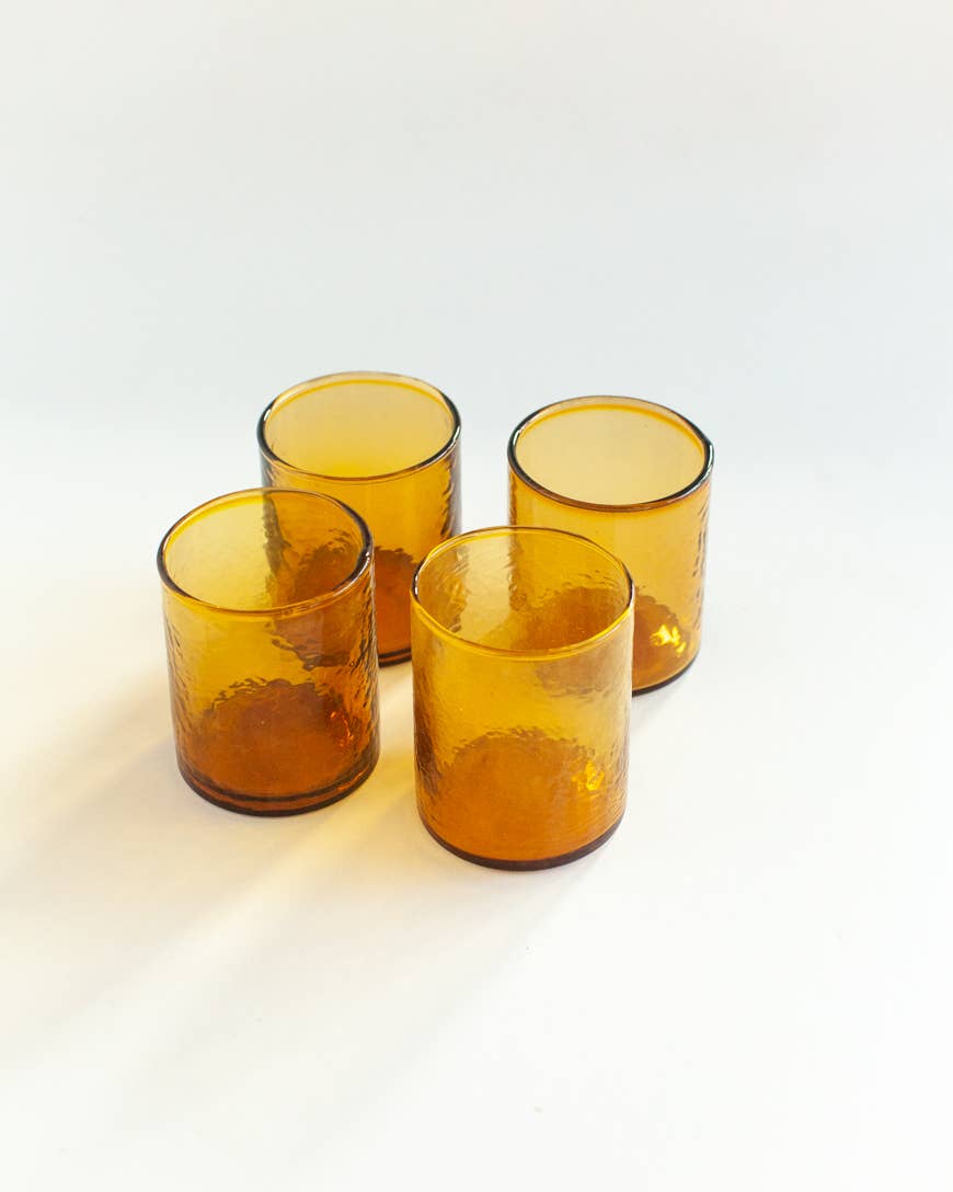 Handblown Hammered Glasses | Set of 4: Clear