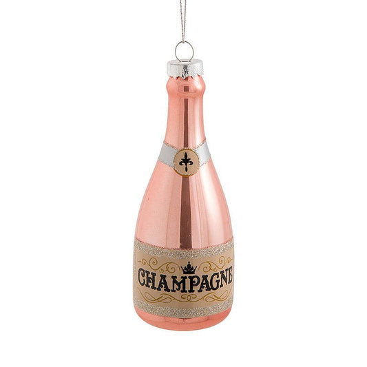 Champagne Bottle Ornament-5"H: Pink
