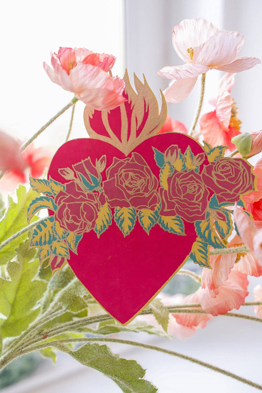 FLAMING HEART GREETING CARD