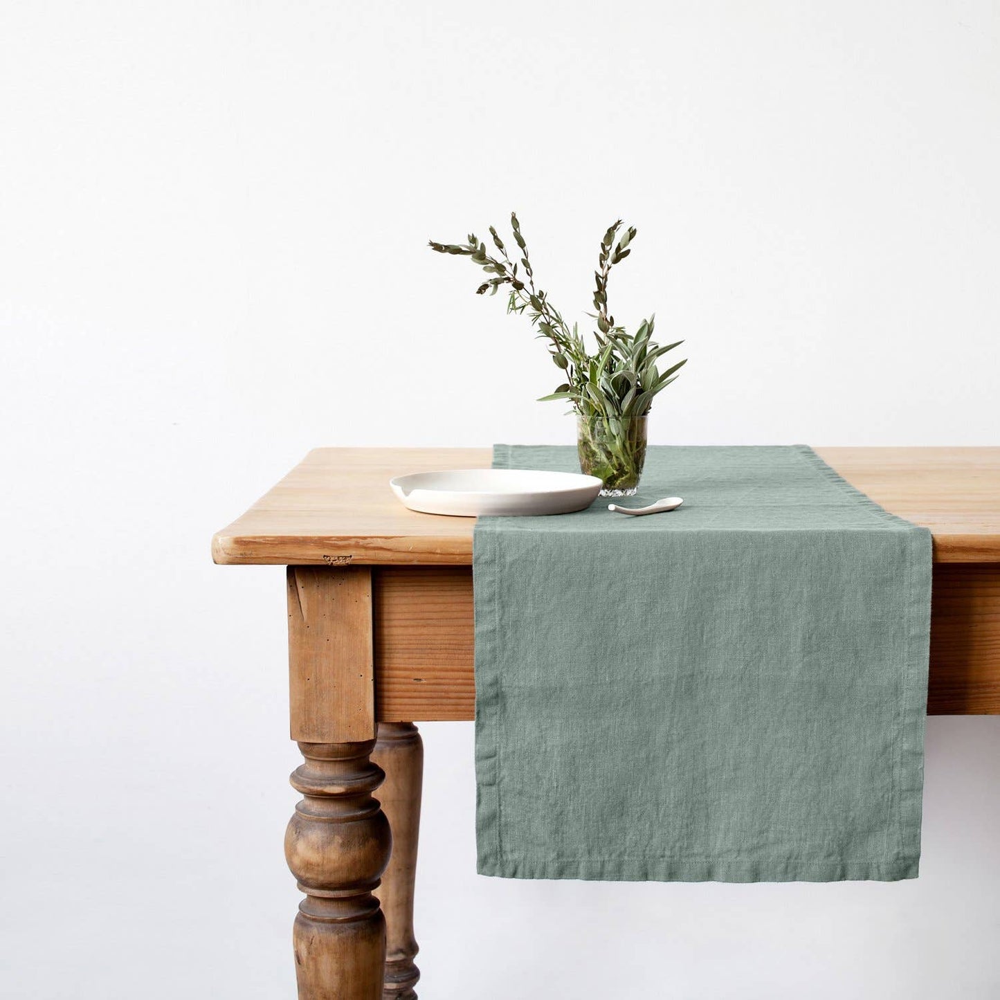 Linen Tales - Green Milieu Linen Table Runner