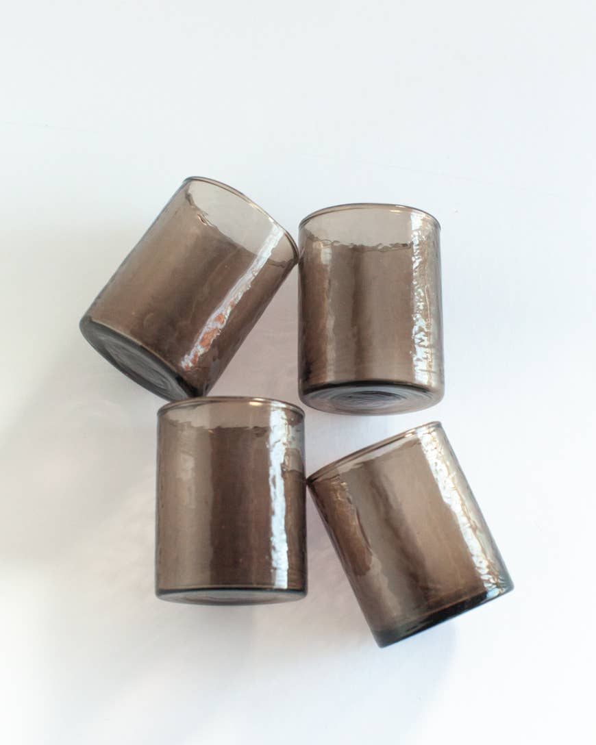 Handblown Hammered Glasses | Set of 4: Clear