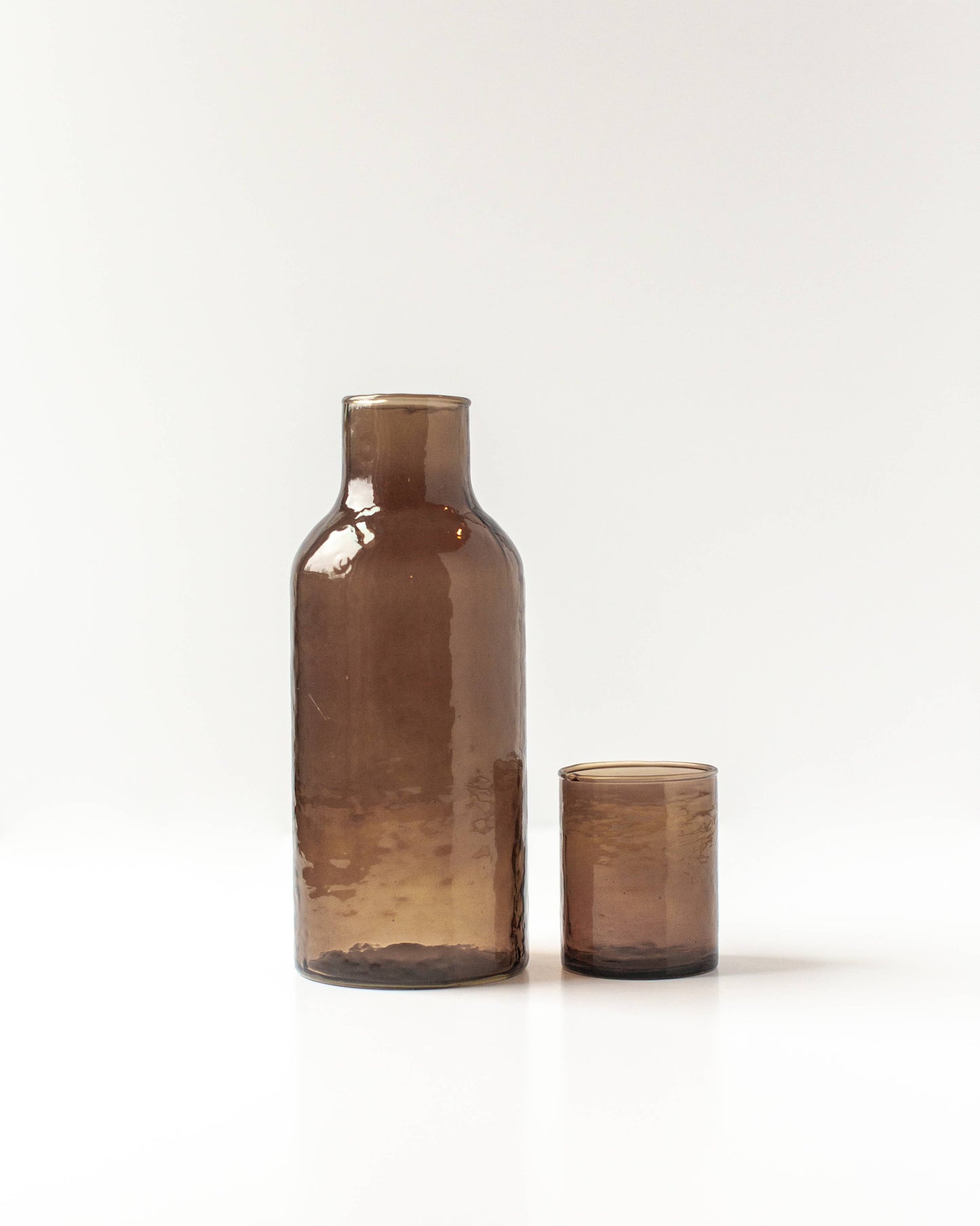 Handblown Hammered Glass Carafe: Amber