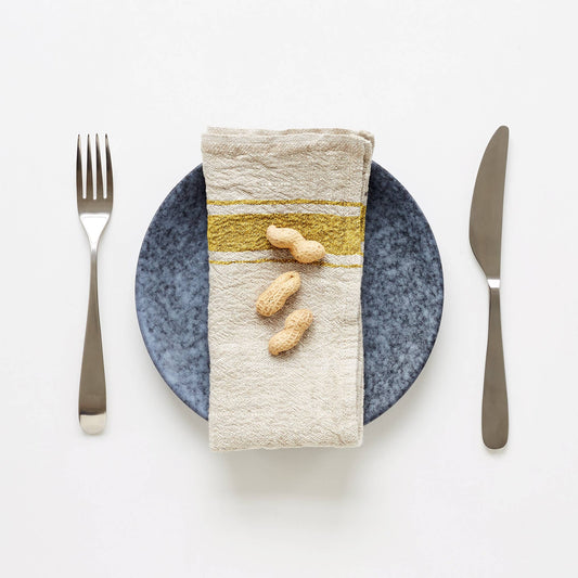 Mustard Stripe Vintage Linen Napkins Set of 4