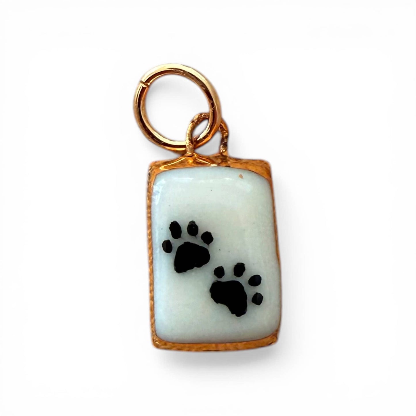Emoji Paw Prints Charm: Small Rectangle