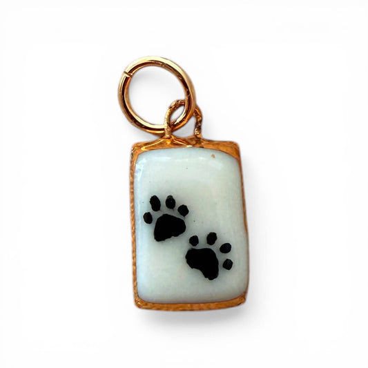Emoji Paw Prints Charm: Small Rectangle