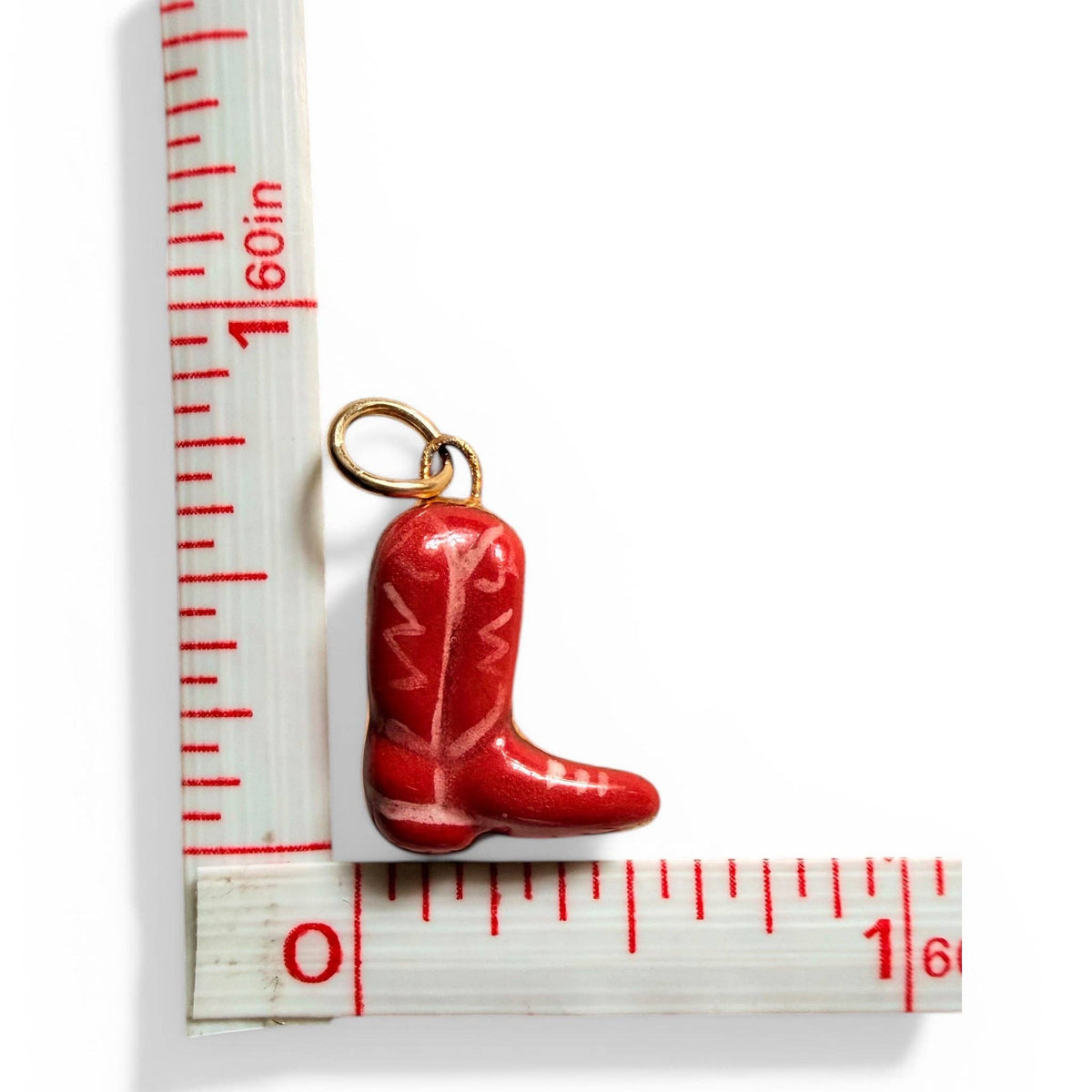 Cowboy Boot Charm: Pink with Spots / Gold Luster