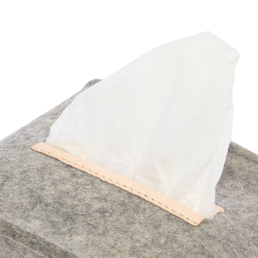 Small Merino Wool Felt Tissue Box Cover Granite: Granite