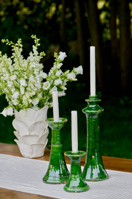 Taza Ceramic Candlestick: Ivory / Medium