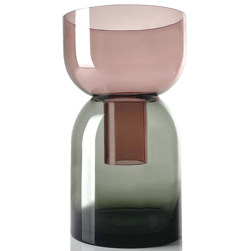 Flip Vase Large Gray and Pink Glass Vase