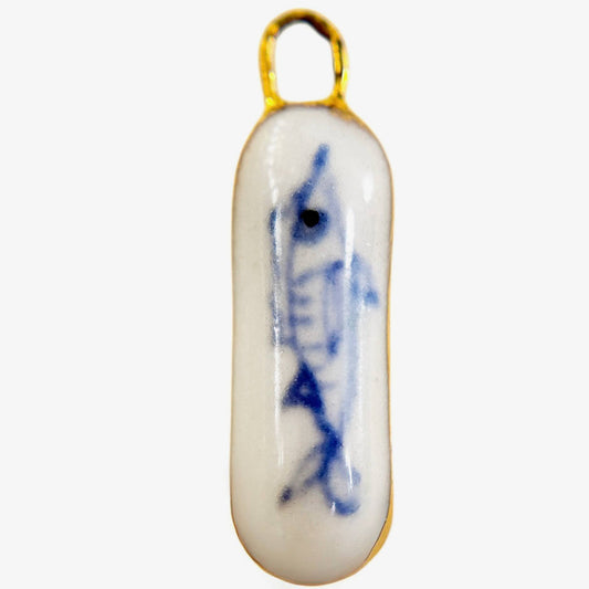 Lucky Blue Fish Charm: White Background
