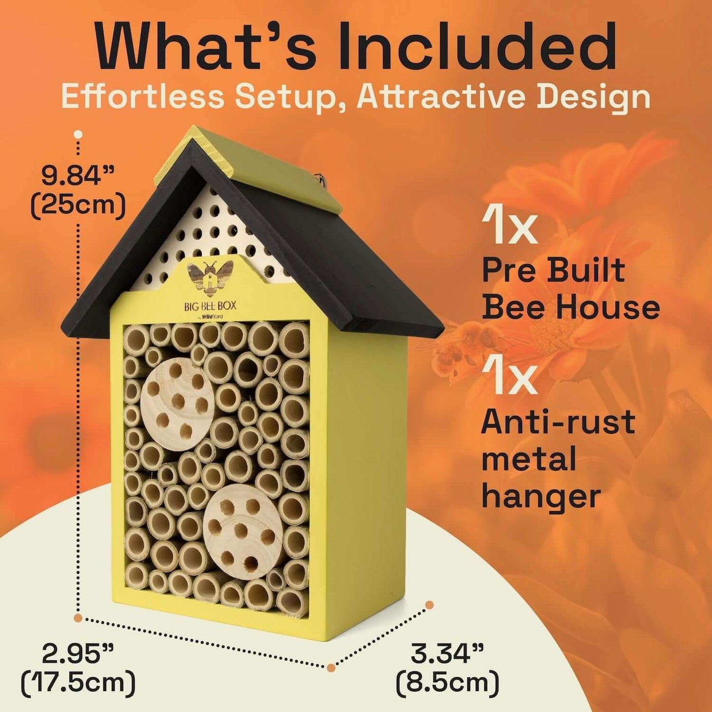 Bee House Bamboo Pollinator Habitat Garden Outdoor Box