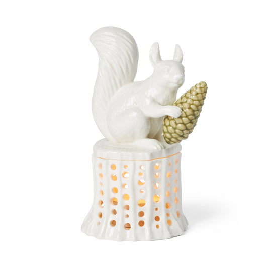 Winter Stories Squirrel on Tree Stumb tealight holder