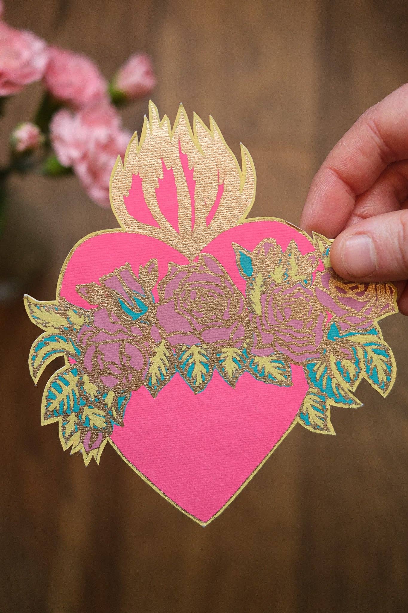 FLAMING HEART GREETING CARD